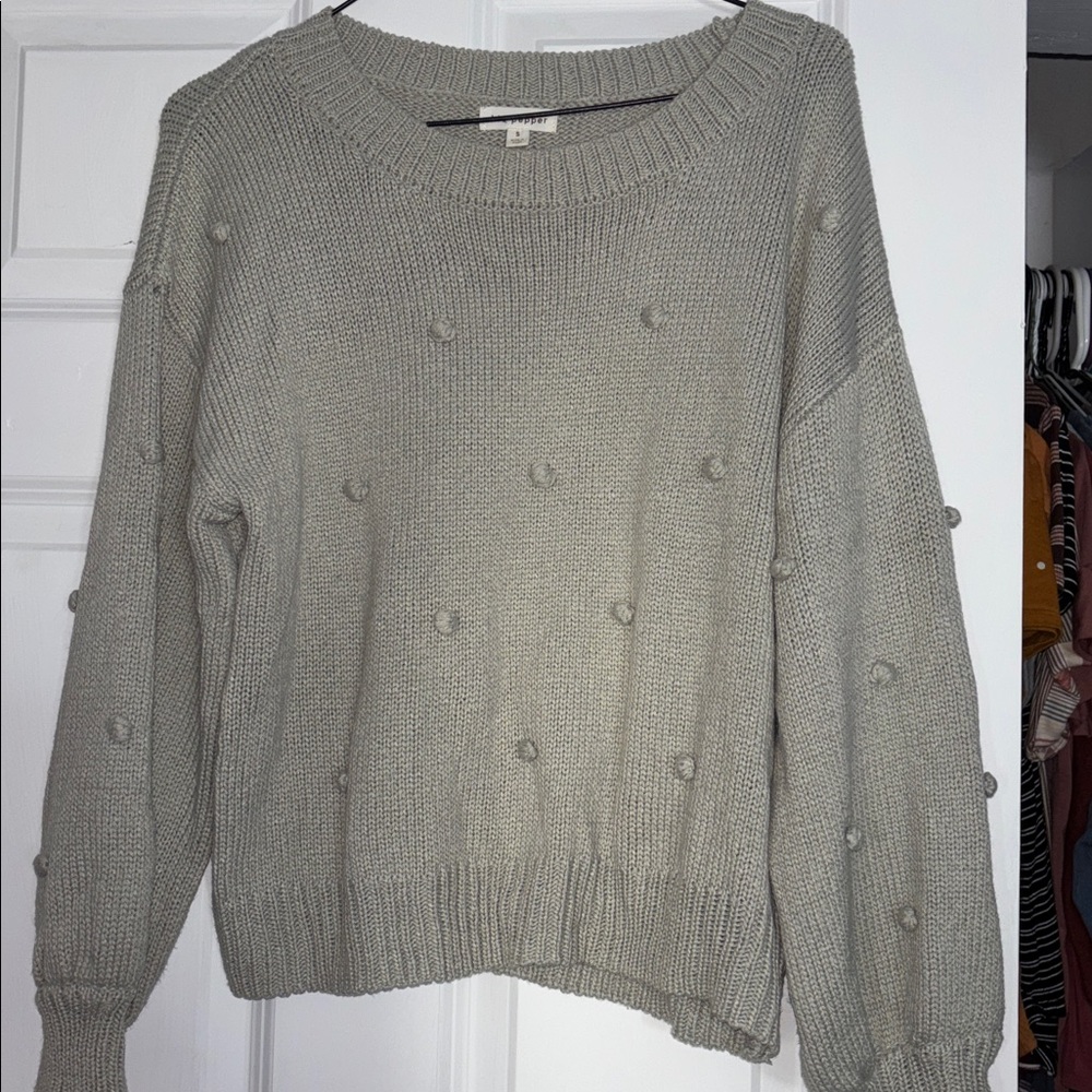 Blu Pepper Sweater with Pom Pom Accents